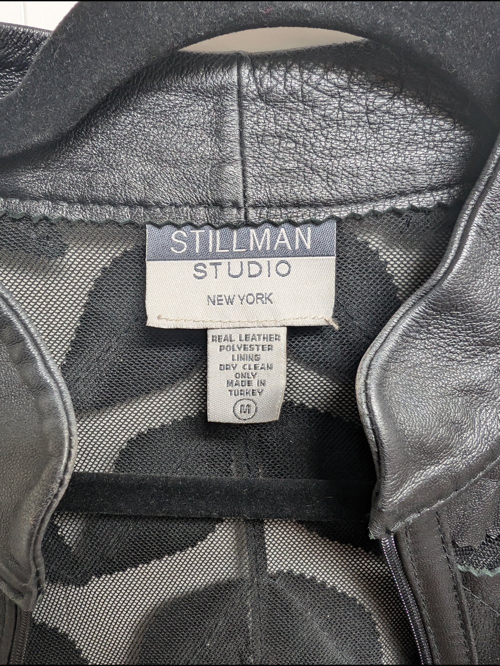 Stillman Studios Women's Black Leaf-Detail Leather Jacket, Medium - Picture 3 of 5